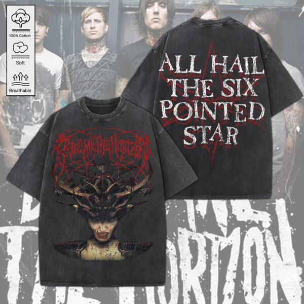 Bring Me the Horizon 2D Acid Washed Cotton Shirt - MEDIA 138