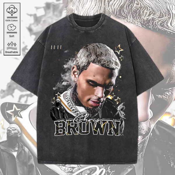 Chris Brown 2D Acid Washed Cotton Shirt - MEDIA 149
