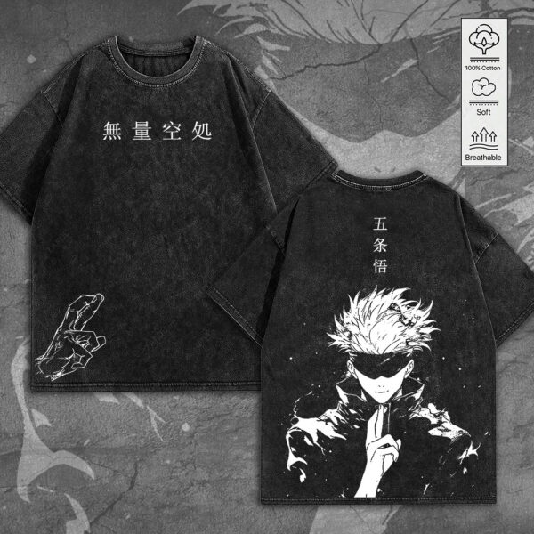 Jujutsu Kaisen 2D Acid Washed Cotton Shirt - MEDIA 156