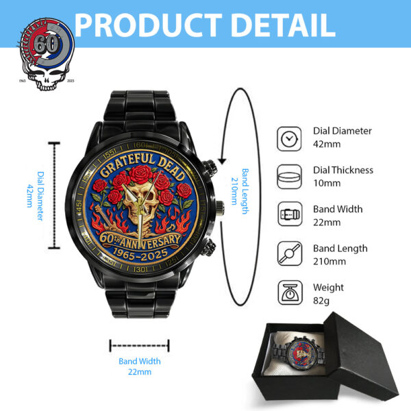 Grateful Dead Black Stainless Steel Watch - TANTN 14405