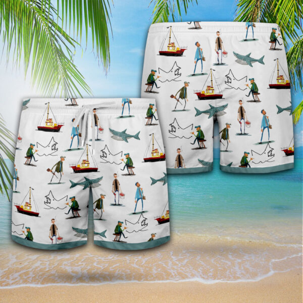 Jaws 3D Hawaiian Shirt Shorts - MAITM 12201