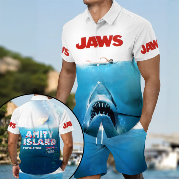 Jaws 3D Hawaiian Shirt Shorts - MAITM 12106