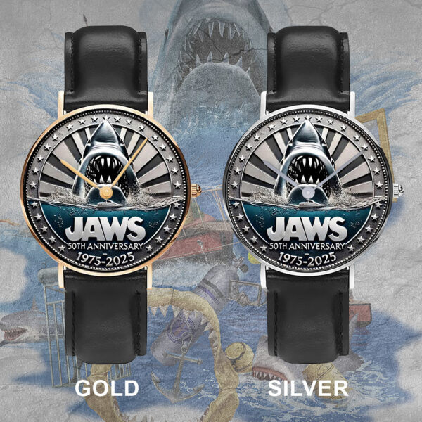Jaws Black Stitched Leather Watch - TANTN 14440