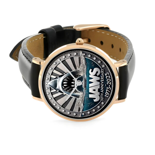 Jaws Black Stitched Leather Watch - TANTN 14440