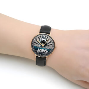 Jaws Black Stitched Leather Watch - TANTN 14440