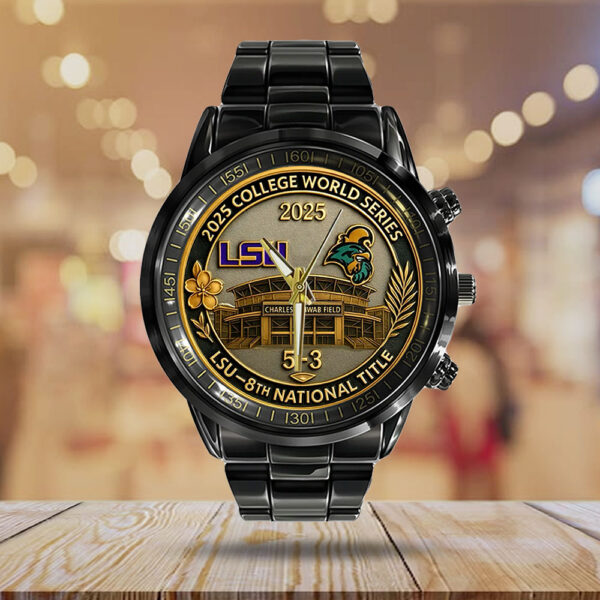 LSU Tigers Baseball Black Stainless Steel Watch - HOATT 11751