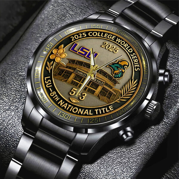 LSU Tigers Baseball Black Stainless Steel Watch - HOATT 11751