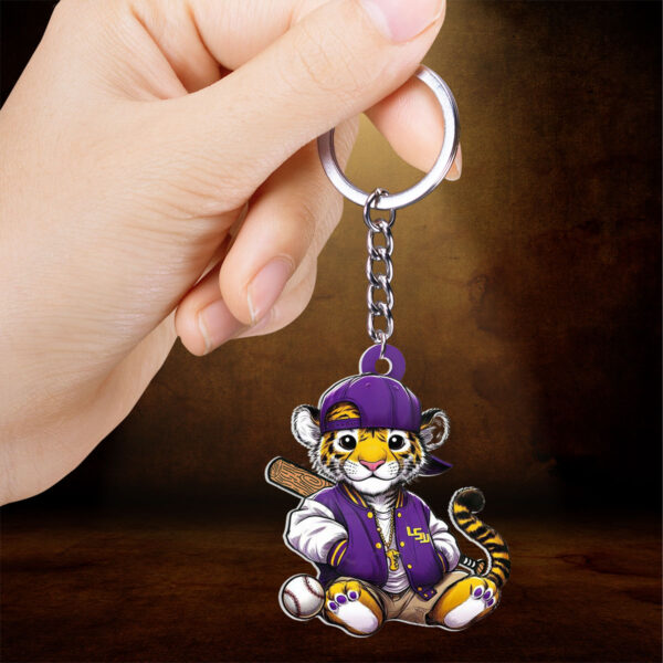 LSU Tigers Baseball Custom Shape 2-sided Keychain - GNE NEW492