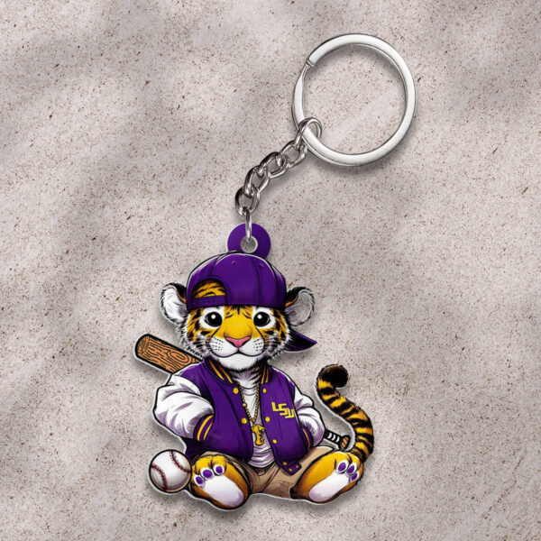 LSU Tigers Baseball Custom Shape 2-sided Keychain - GNE NEW492