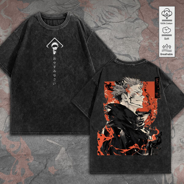 Jujutsu Kaisen 2D Acid Washed Cotton Shirt - MEDIA 158