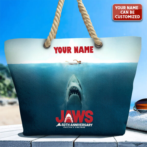 Personalized Jaws Hemp Rope Tote Bag - TANTN 14197
