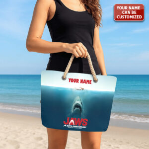 Personalized Jaws Hemp Rope Tote Bag - TANTN 14197