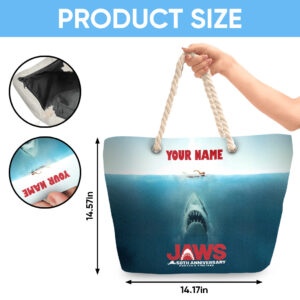 Personalized Jaws Hemp Rope Tote Bag - TANTN 14197