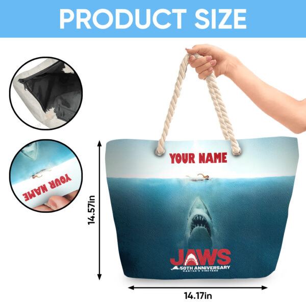 Personalized Jaws Hemp Rope Tote Bag - TANTN 14197