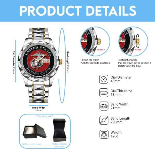 US Marine Corps Alloy Luxury Quartz Watch - TANTN 14628