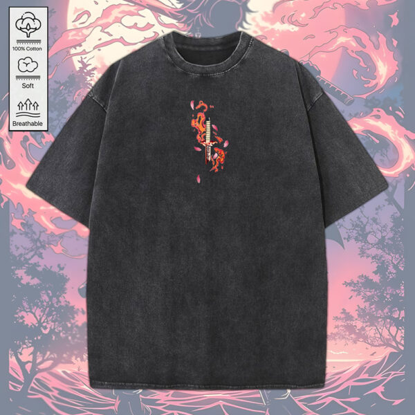 Tanjiro Kamado x Demon Slayer 2D Acid Washed Cotton Shirt - MEDIA 155