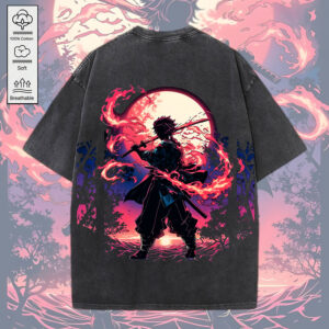 Tanjiro Kamado x Demon Slayer 2D Acid Washed Cotton Shirt - MEDIA 155