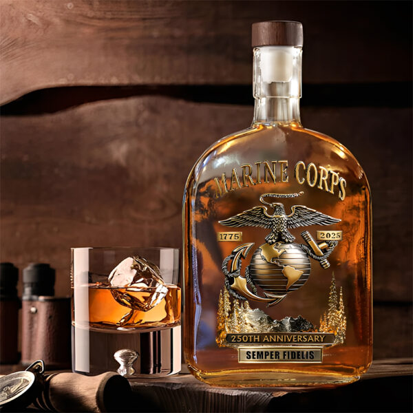 US Marine Corps 25oz Empty Whiskey Bottle - MAITM 12432