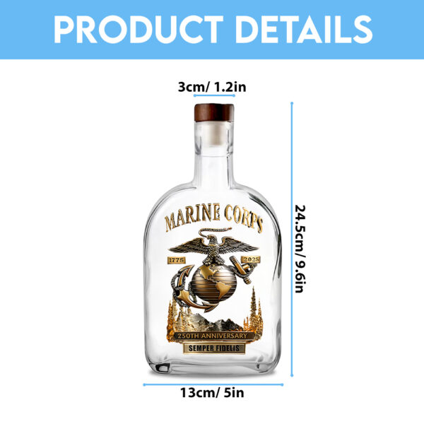 US Marine Corps 25oz Empty Whiskey Bottle - MAITM 12432