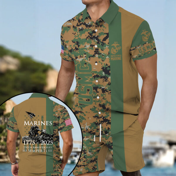 US Marine Corps 3D Hawaiian Shirt Shorts - MAITM 12163