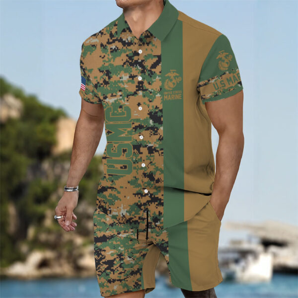 US Marine Corps 3D Hawaiian Shirt Shorts - MAITM 12163
