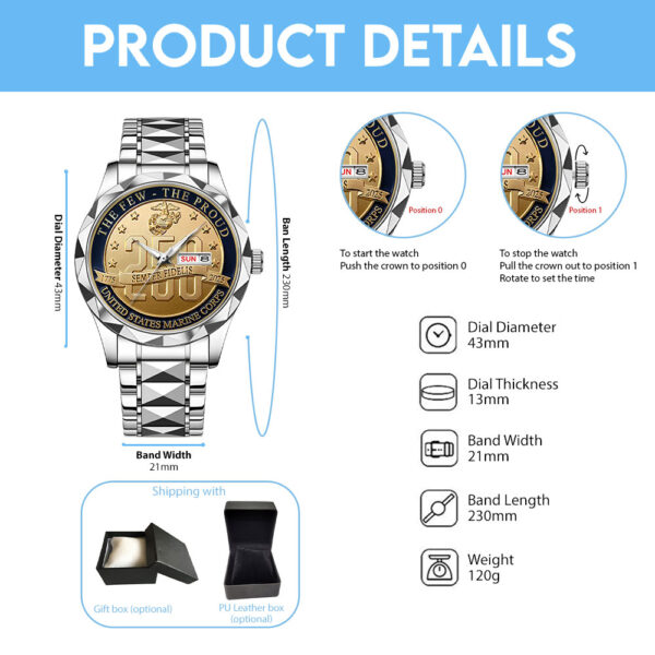 US Marine Corps Alloy Luxury Quartz Watch - MAITM 12146