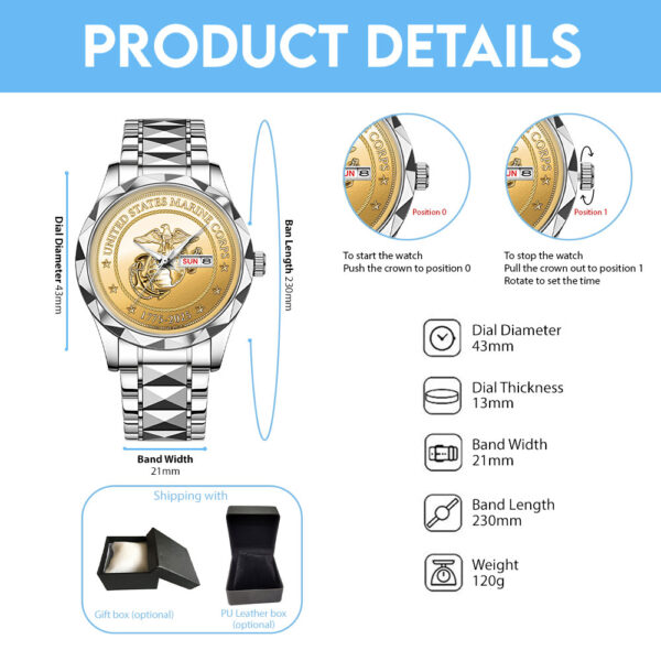 US Marine Corps Alloy Luxury Quartz Watch - MAITM 12191