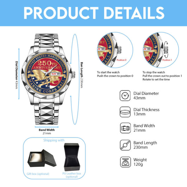 US Marine Corps Alloy Luxury Quartz Watch - MAITM 12344
