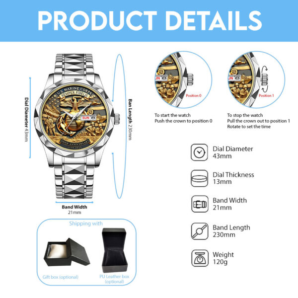 US Marine Corps Alloy Luxury Quartz Watch - MAITM 12288