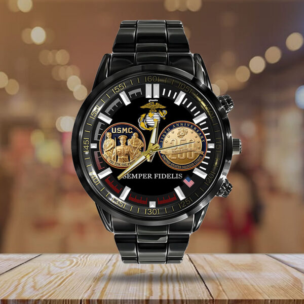 US Marine Corps Black Stainless Steel Watch - HOATT 11962