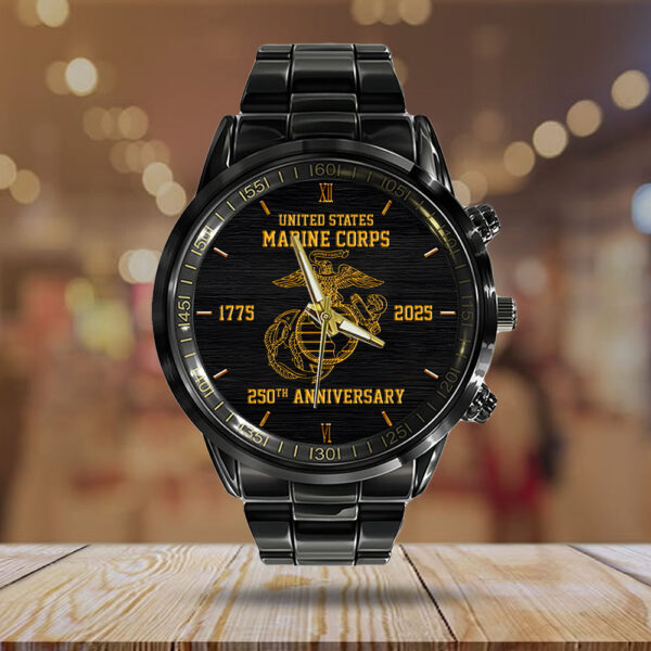 US Marine Corps Black Stainless Steel Watch - HOATT 11975