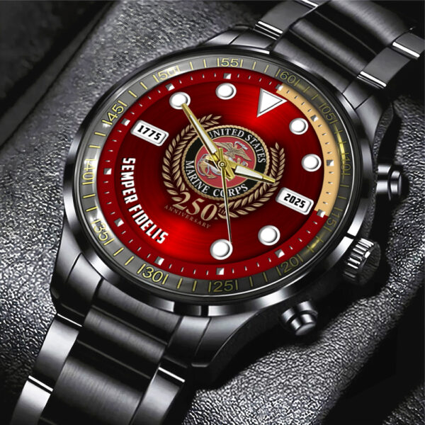 US Marine Corps Black Stainless Steel Watch - MAITM 12199