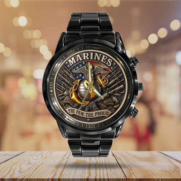 US Marine Corps Black Stainless Steel Watch - MAITM 12211