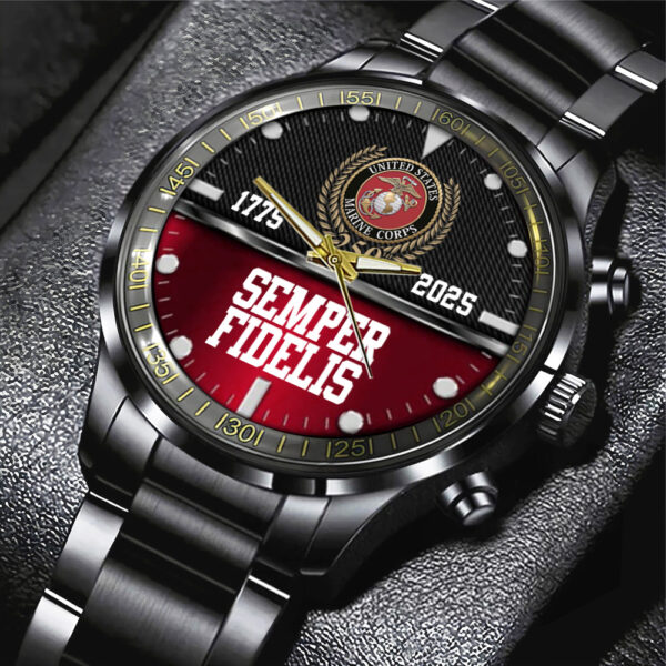 US Marine Corps Black Stainless Steel Watch - MAITM 12311
