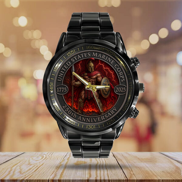 US Marine Corps Black Stainless Steel Watch - MAITM 12331