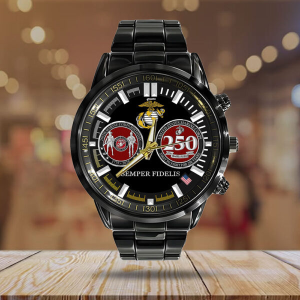 US Marine Corps Black Stainless Steel Watch - HOATT 11945