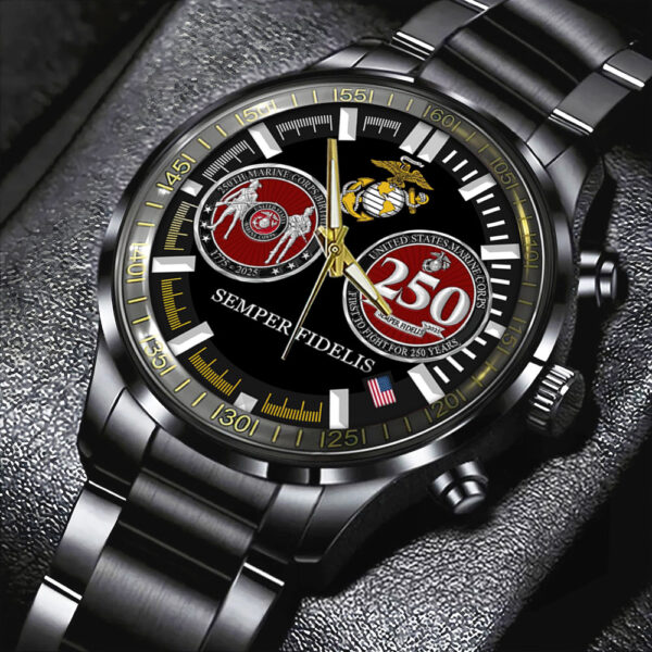 US Marine Corps Black Stainless Steel Watch - HOATT 11945
