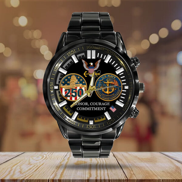 US Navy Black Stainless Steel Watch - HOATT 11966