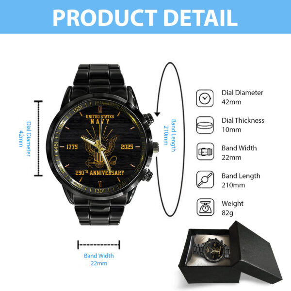 US Navy Black Stainless Steel Watch - HOATT 11986