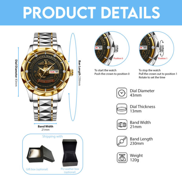 US Marine Corps Alloy Luxury Quartz Watch - TMTHU 089