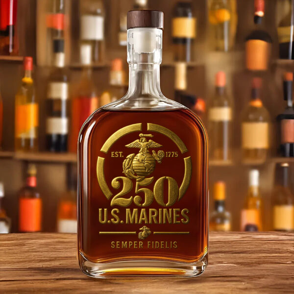 US Marine Corps 25oz Empty Whiskey Bottle - TMTHU 122