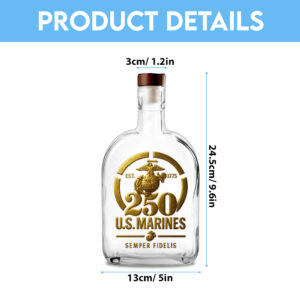 US Marine Corps 25oz Empty Whiskey Bottle - TMTHU 122