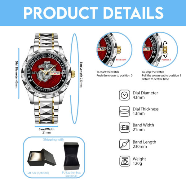 US Marine Corps Alloy Luxury Quartz Watch - TANTN 14629