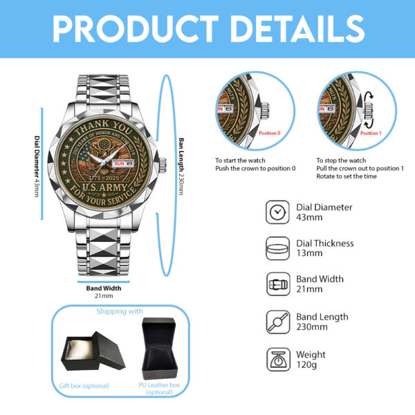 US Army Alloy Luxury Quartz Watch - TANTN 14648