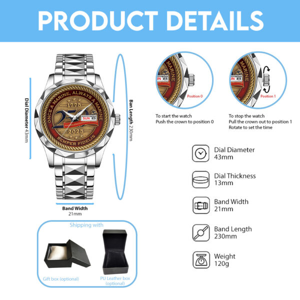 US Marine Corps Alloy Luxury Quartz Watch - TANTN 14222