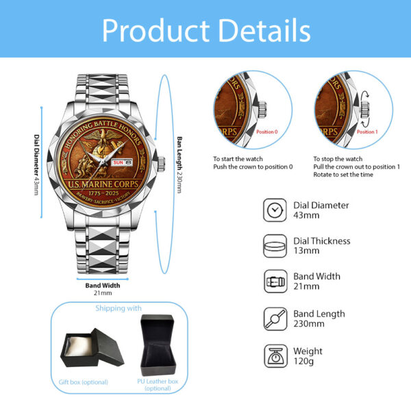 US Marine Corps Alloy Luxury Quartz Watch - MAITM 12530