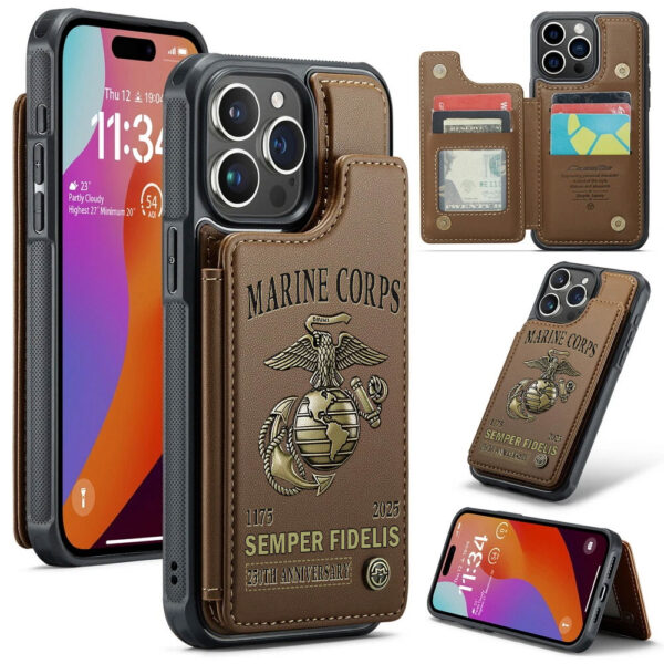 US Marine Corps Leather Wallet Phone Case - MAITM 12484