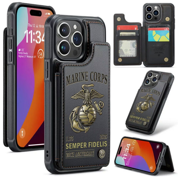 US Marine Corps Leather Wallet Phone Case - MAITM 12484