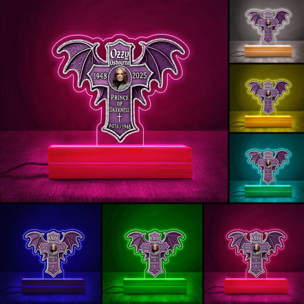 Black Sabbath x Ozzy Osbourne Led Light with Wooden Base (7 Colors) - HOATT 12137