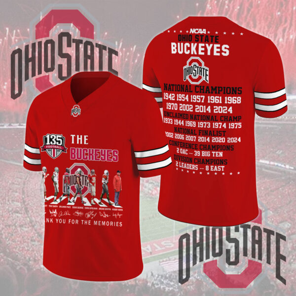 Ohio State Buckeyes Football 3D Football Jersey w. Collar Logo - MAITM 12467